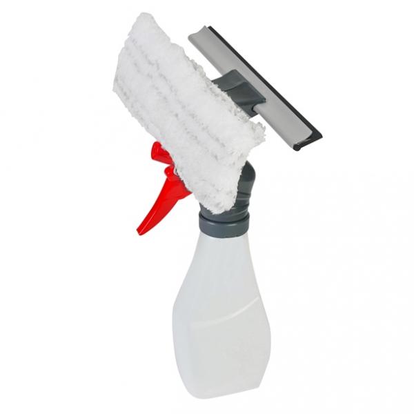 Vaporisateur (raclette et microfibre) pour le nettoyage de vitres