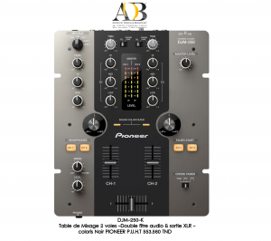 Vente de DJM-250-K: Table de Mixage 2 voies - Double filtre audio & sortie XLR