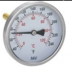 Thermomètre axial pour chauffage sanitaire et frigorifique