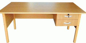 Bureau standard en PVC + 2 tiroirs