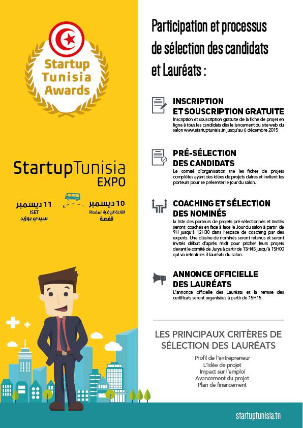 Concours Startup Tunisia Awards : 3 me tourne Startup Tunisia 10 et 11 dcembre 2015  Gafsa et sidi Bouzid 